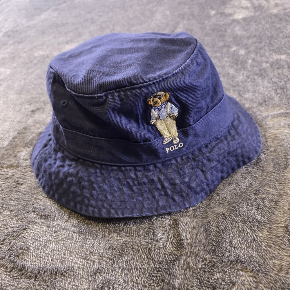 Ralph Lauren Polo Bear Bucket‎ Hat Small / Medium Preppy Bear Blue Twill